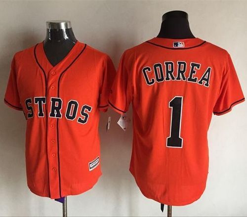 Astros #1 Carlos Correa Orange New Cool Base Stitched MLB Jersey - Click Image to Close